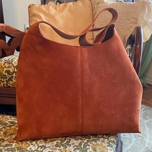 HOBO Suede Shoulder Hobo in Rust Brown